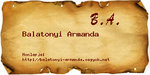 Balatonyi Armanda névjegykártya